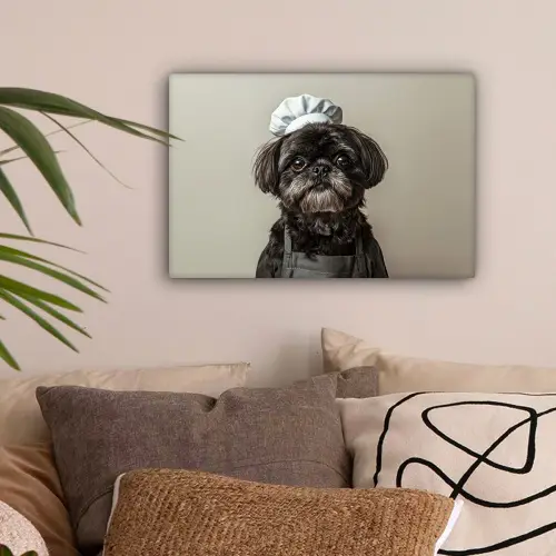 Kokskleding - Zwart - Hondje canvas 2cm klein -sfeer1