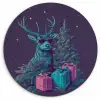 Rendier - Zonnebril - Neon - Kerstboom Wandcirkel kunststof plaat 5mm dik klein -3d