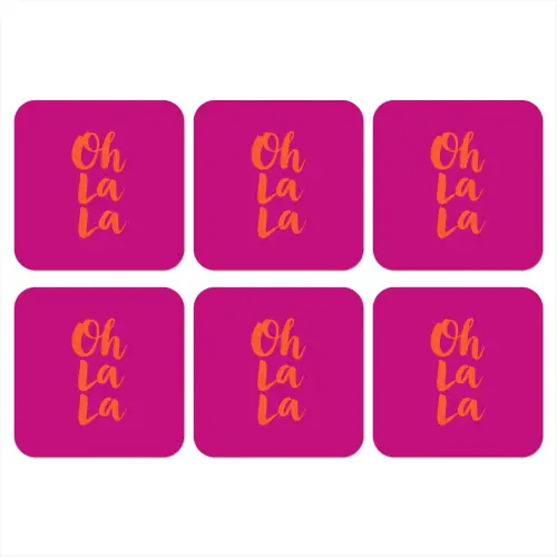 Oh la la - Roze - Oranje - Minimalistisch onderzetter kurk middel -3d