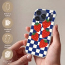 Geblokt - Blauw - Aardbeien Telefoonhoesje iPhone 17 Pro klein -sfeer3_DE
