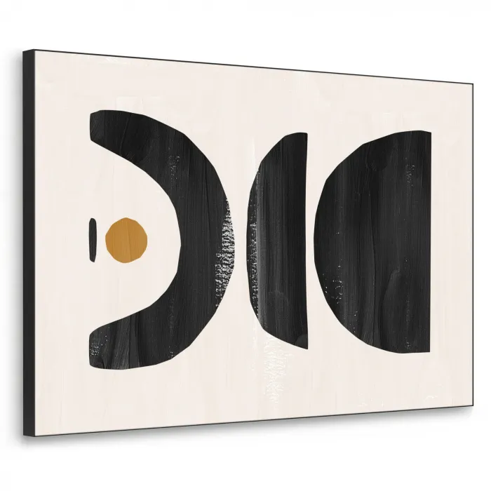 Abstract - Halve cirkel - Kunst - Zwart wit Textielframe - compleet frame klein -3d