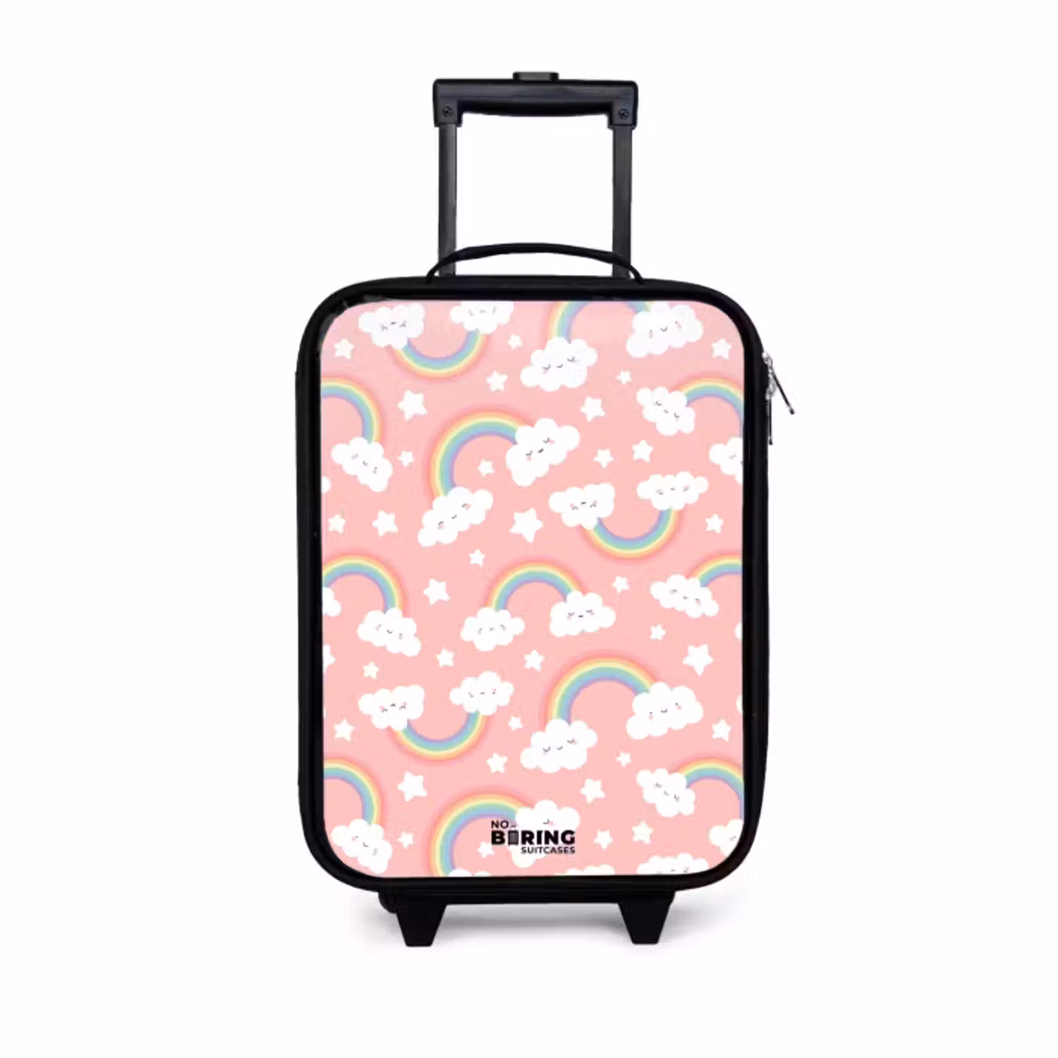 Kinderkoffer - Zwart - Roze met regenboog patroon