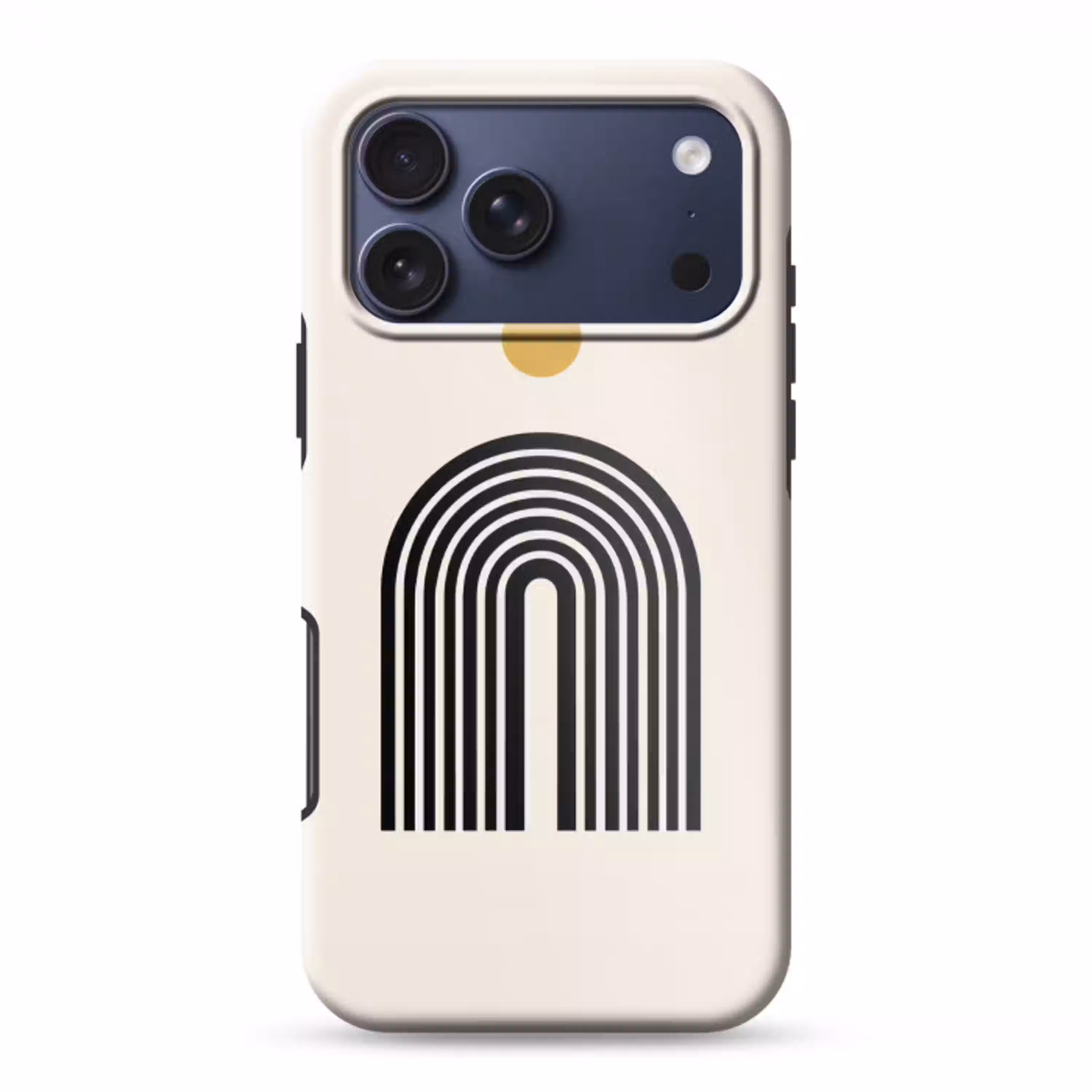 Minimalistisch - Zwarte boog - Gouden cirkel Toughcase MagSafe Apple iPhone 17 Pro Max klein -3d