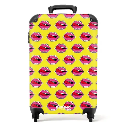 Patronen - Lippen op gele achtergrond NBS - Handbagage koffer - Kinderen Unisex middel -productfoto_recht