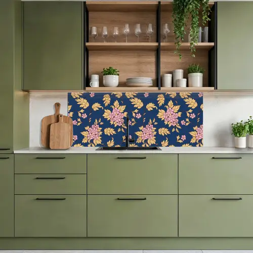 Bloesem - Bladeren - Roze - Goud - Patronen keuken achterwand 2 middel 871 -sfeer3