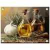Stilleven - Olijfolie - Knoflook - Kruiden tuinposter los doek klein -3d