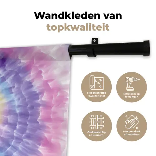 Spiraal - Tie dye - Pasteltinten Wandkleed katoen klein -sfeer2