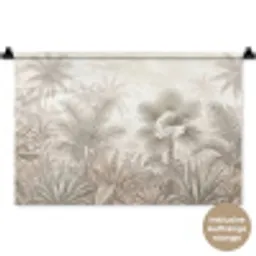 Jungle - Tropisch - Natuur -Vintage - Beige Wandkleed katoen klein -t3d_DE