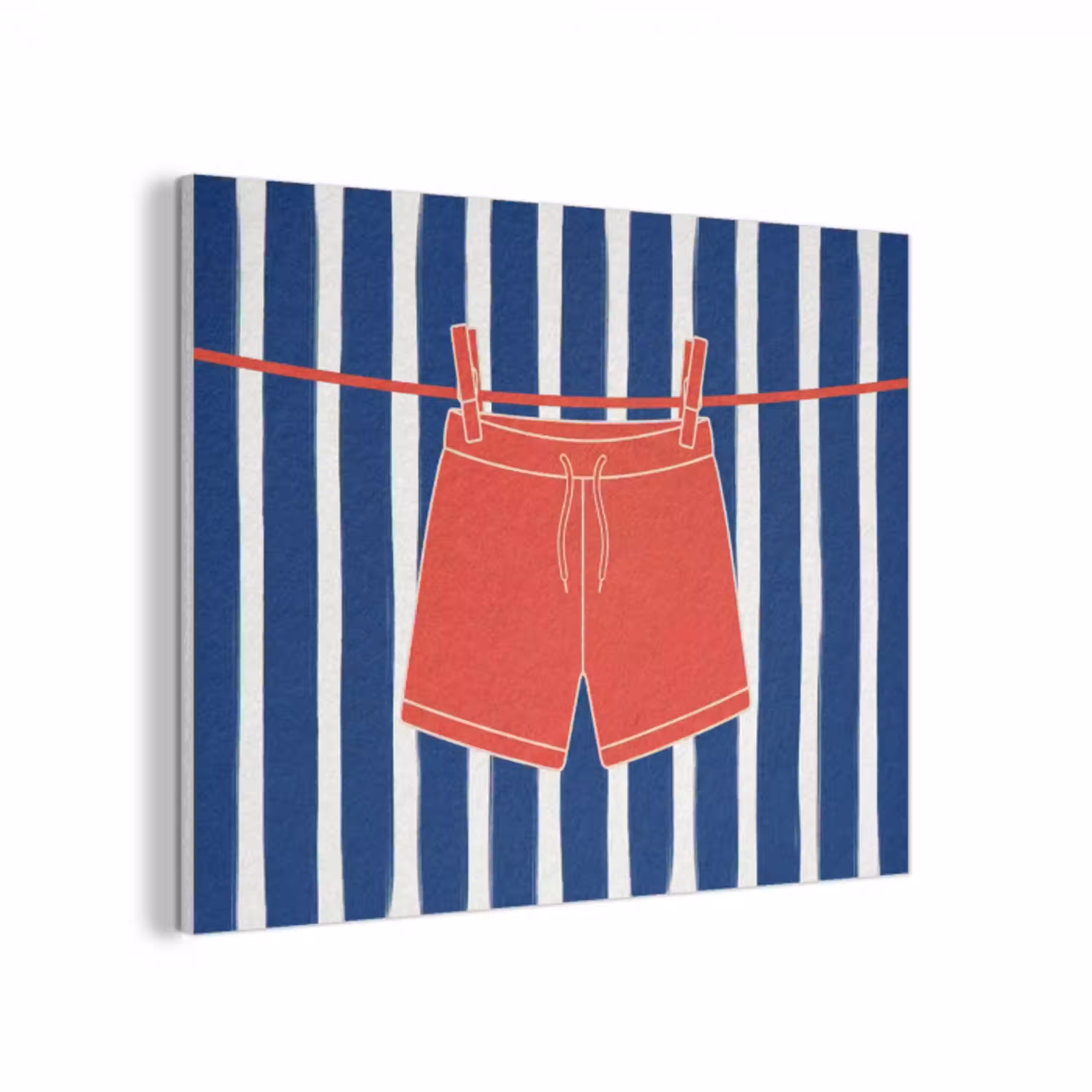 Shorts - Waslijn - Zomer - Illustratie - Rood PET vilt klein -3d