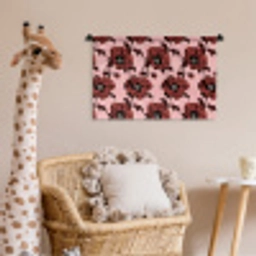 Bloemen - Retro - Rood Wandkleed katoen klein 269 -wsfeer5_kind