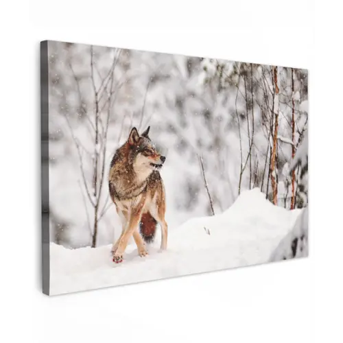 Wolf - Winter - Sneeuw - Natuur - Dieren Tuinposter op houten frame 2 cm dik klein -3d
