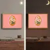 Illustratie - Bloemen - Rand - Roze Light Box met batterij (Wandlamp) middel -sfeer3