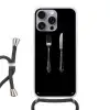 Vork - Mes - Zilver Hoesje iPhone 16 Pro Max met koord klein -3d
