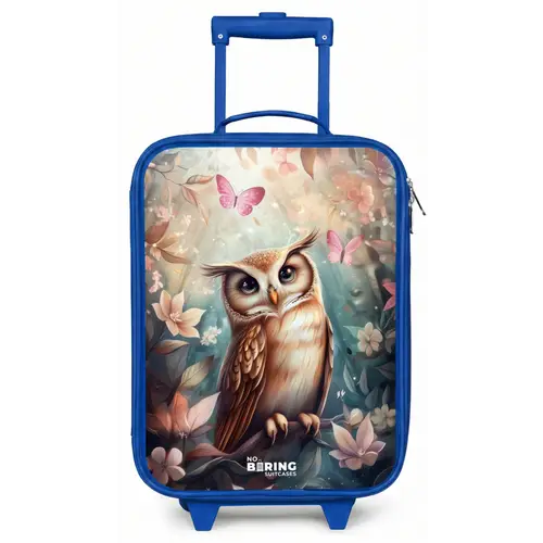 Uil met vlinders in mystiek bos Kinderkoffer - Blauw klein -zz3dotto