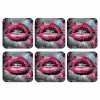 Lippen - Felroze - Graffiti - Verfstrepen onderzetter kurk middel -3d