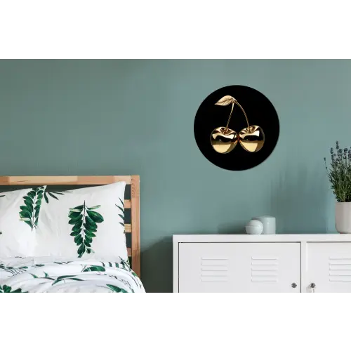 Kersen - Zwart - Goud - Chrome Wandcirkel aluminium klein -slaapkamer