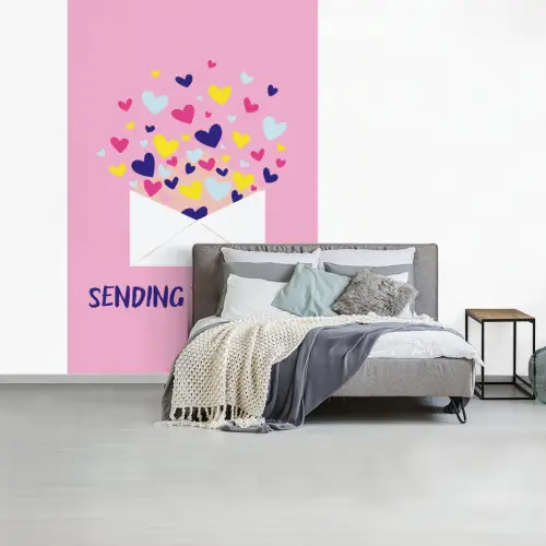 Envelop - Love - Hartjes - Valentijn fotobehang vinyl groot -slaapkamer