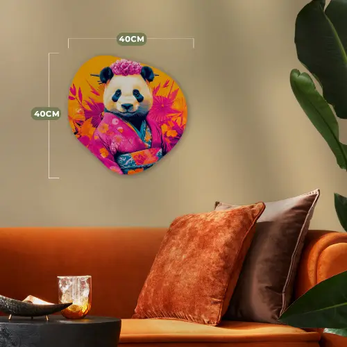 Kimono - Roze - Panda - Bloemenkroon Wandcirkel Organisch Forex 3mm klein -sfeer3