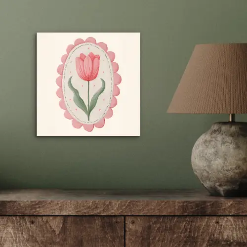 Tulp - Lijst - Ovaal - Illustratie aluminium wit klein -sfeer2