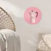Roze - Mokkapot - Illustratie - Koffie Wandcirkel behangsticker klein -sfeer4