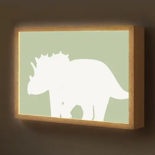 Dino - Triceratops - Dinosaurus - Groen Light Box met batterij (Wandlamp kind) middel -z3d_website