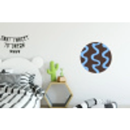 Kronkelende lijnen - Blauw - Bruin - Minimalistisch Wandcirkel aluminium klein 190 -kinderkamer