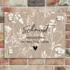Beige bloemmotief - Sierlijk Naambord Rechthoek middel -sfeer3