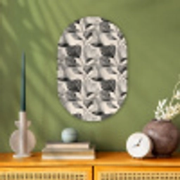 Botanisch - Bladeren - Zwart Wandcirkel Ovaal Forex klein 630 -sfeer2