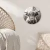 Schotse hooglander - Koe - Dieren - Zwart - Wit Wandcirkel kunststof plaat 5mm dik klein -sfeer5