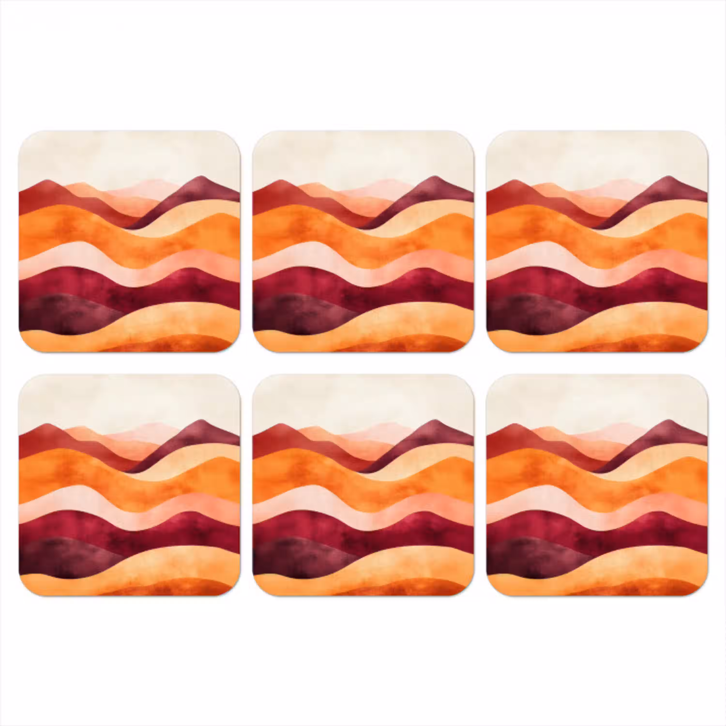 Abstract - Landschap - Golven onderzetter kurk middel -3d