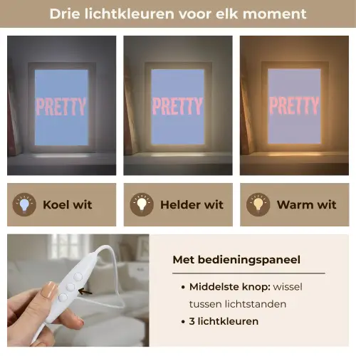 Pretty - Roze - Blauw - Golvend Light Box met kabel (Tafellamp) klein -USP_lichtkleurNL