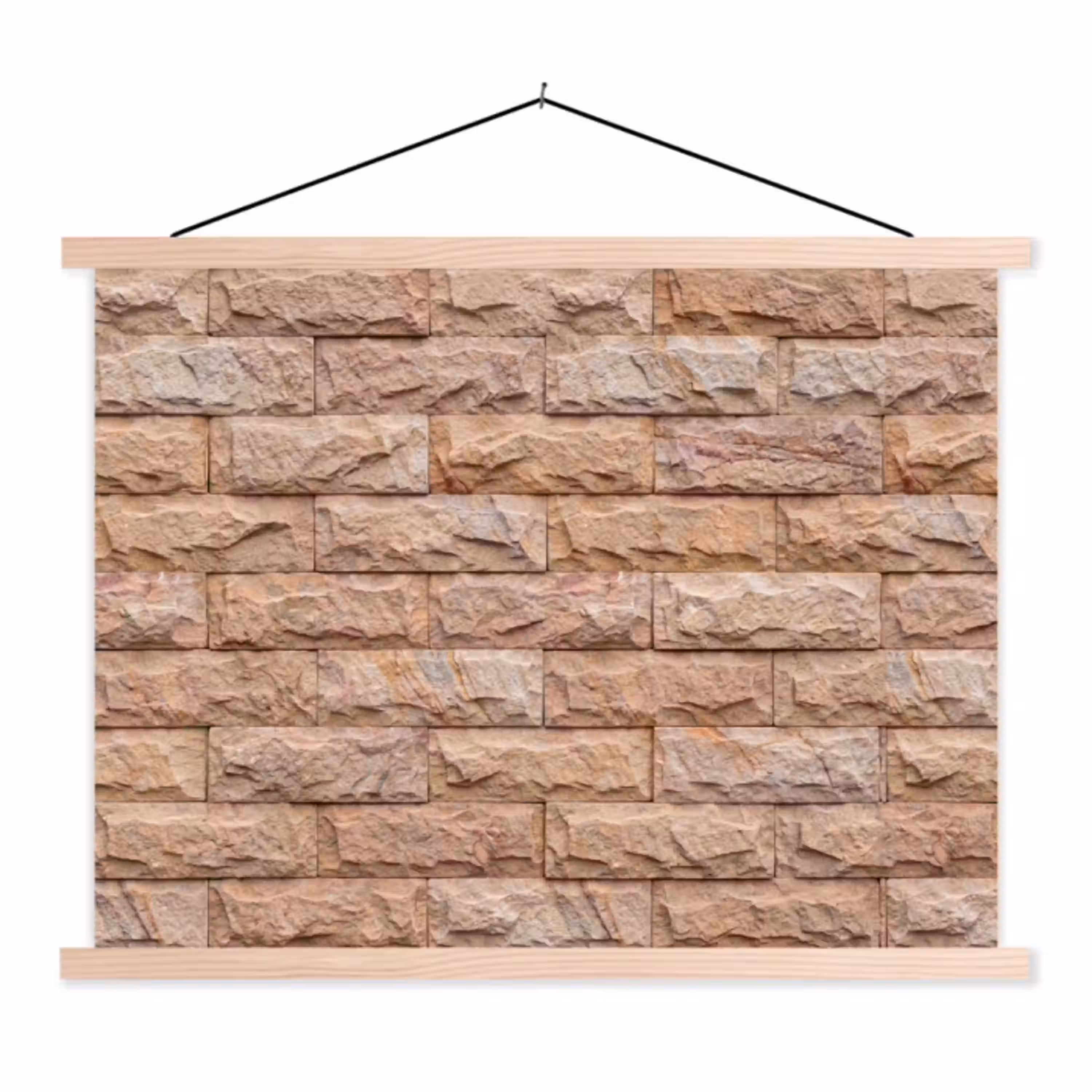 Muur - Steen - Ruw - Textuur - Beige textielposter latten blank klein -3d