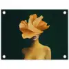 Vrouw - Hoed - Geel tuinposter los doek klein -3d