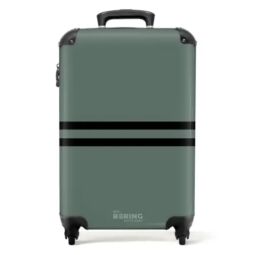 Groene achtergrond met dubbele zwarte horizontale strepen NBS - Handbagage koffer - Volwassenen Unisex middel -productfoto_recht