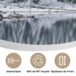 Bos - Reflectie - Meer - Winter - Serene Akoestische PET Vilt - Rond klein -closeup_FR