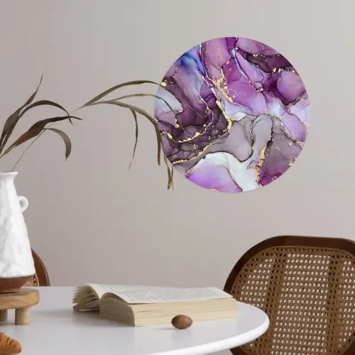 Marmer - Roze - Paars - Gold Wandcirkel behangsticker klein -sfeer3