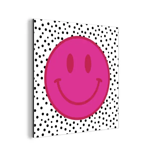 Smiley - Roze - Stippen aluminium wit klein -3d