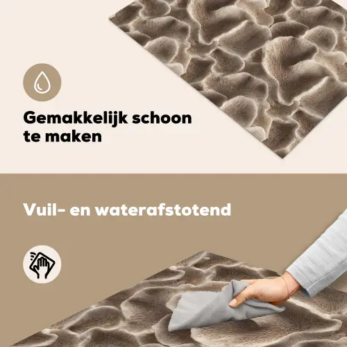 Waaiervorm - Beige - Vezel textuur Inductie beschemer met haakjes klein 777 -ky-schoon-nl