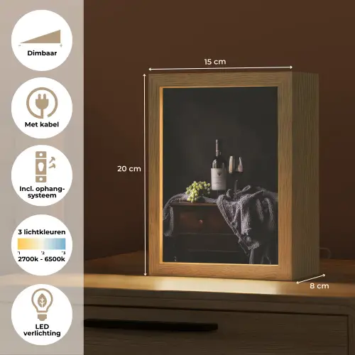 Druiven - Wijn - Rood - Tafel Light Box met kabel (Tafellamp) klein -USP_NL