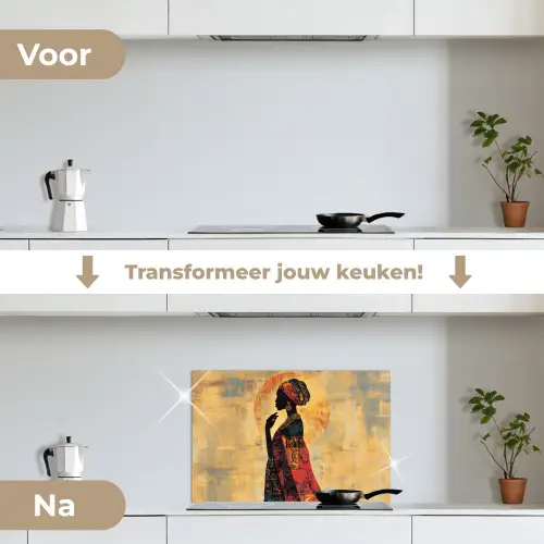 Vrouw - Silhouet - Patronen - Sierlijk keuken achterwand spatscherm klein -voor_na_NL
