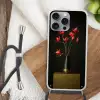 Rode - Bloemen - Vaas Hoesje iPhone 16 Pro Max met koord klein -sfeer4