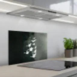 Vogel - Japandi - Groen keuken achterwand spatscherm klein -3d_schuin