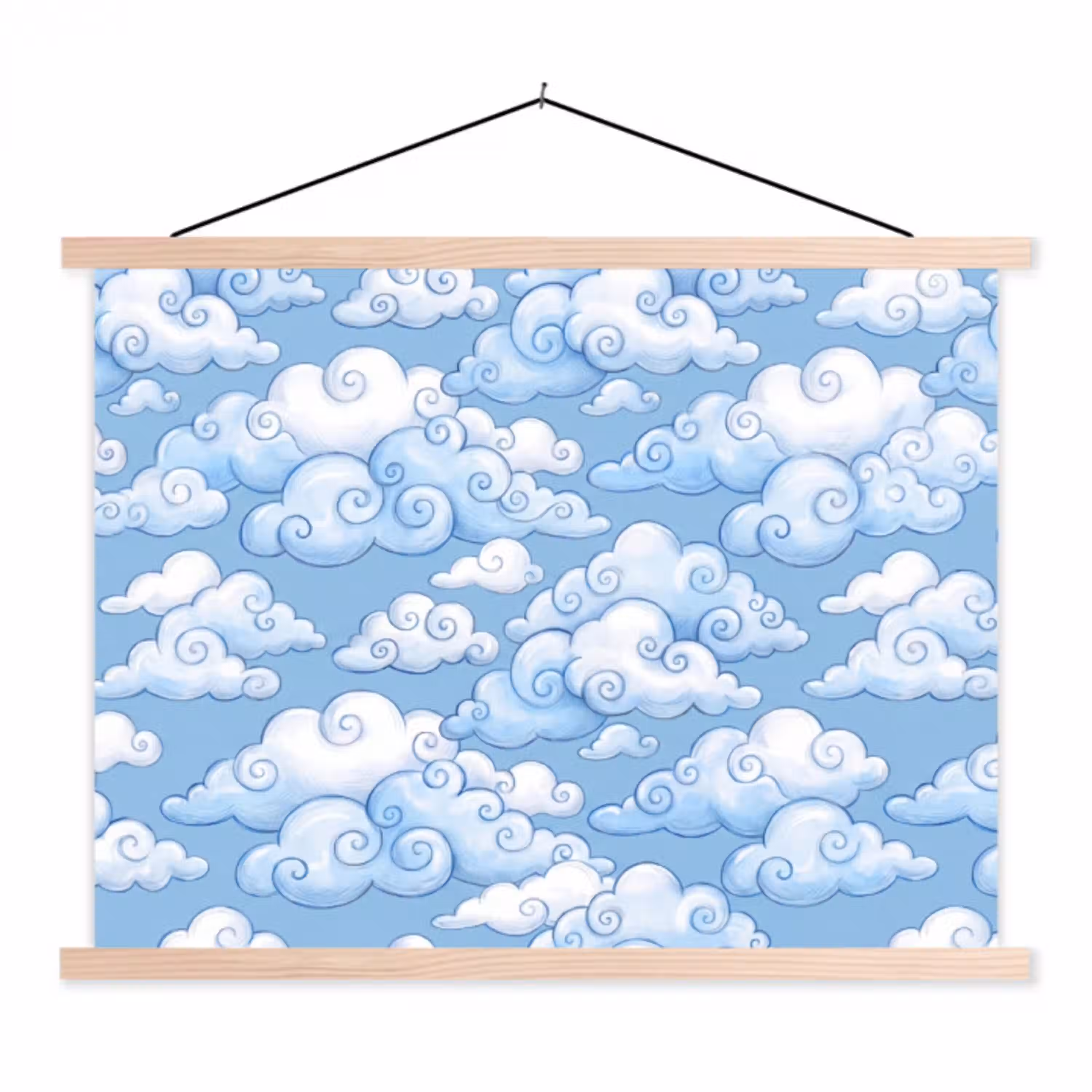 Wolken - Patroon - Hemel - Illustratie - Wit textielposter latten blank klein -3d