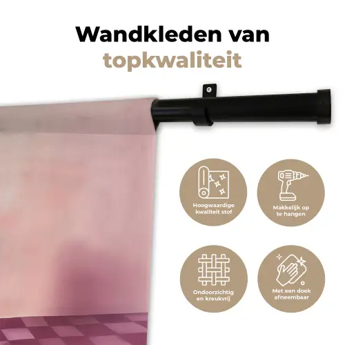 Stoel - Vaas - Bloemen - Geblokt Wandkleed katoen klein -sfeer2