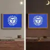 Zon - Gezicht - Penseelstructuur - Blauw Light Box met batterij (Wandlamp) middel -sfeer3