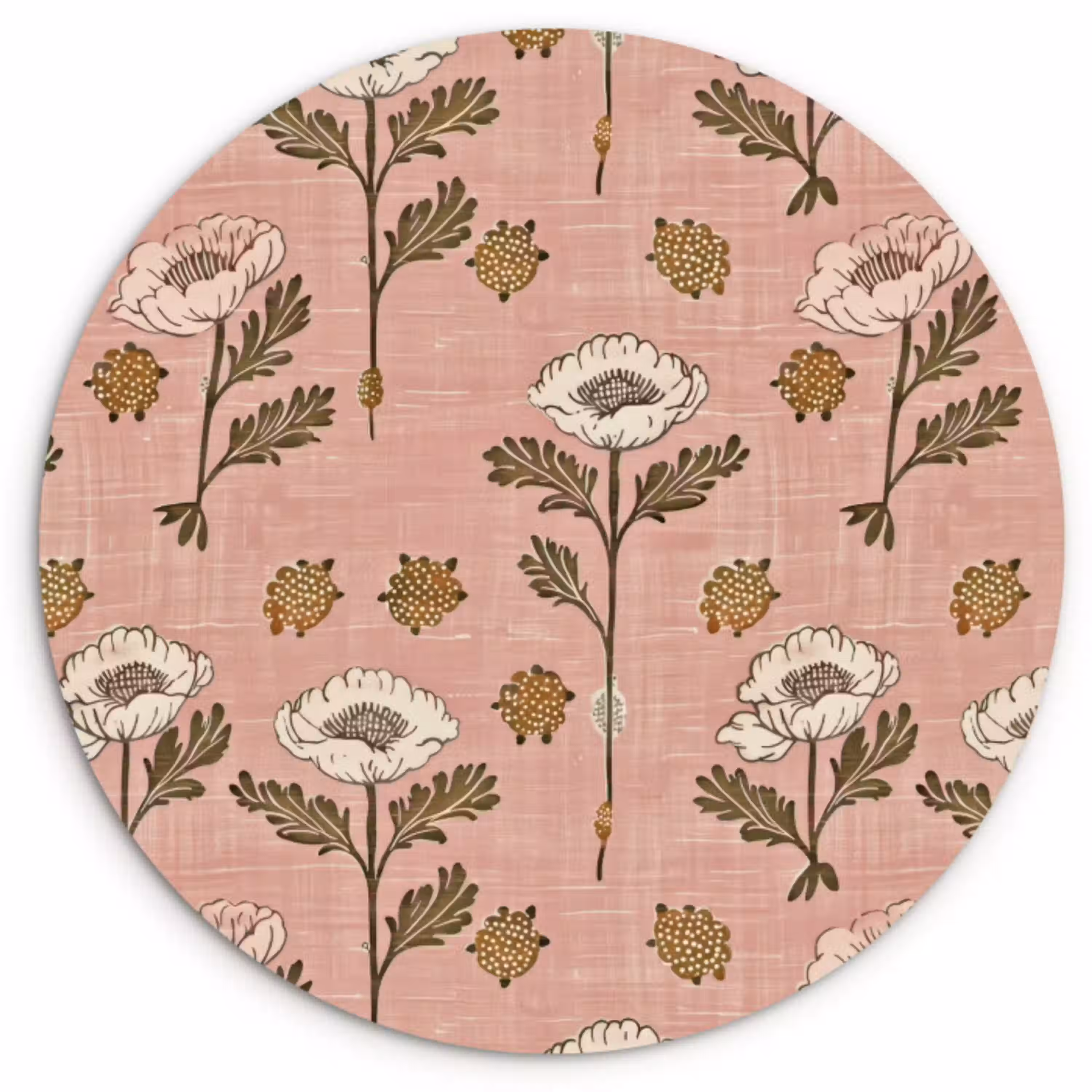 Roze - Bloemen - Vintage - Textuur Wandcirkel kunststof plaat 5mm dik klein 188 -3d