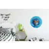 Vrouw - Bloem - Blauw - Modern - Bril - Portret Wandcirkel aluminium klein -kinderkamer