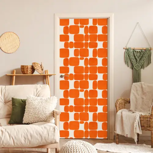 Patroon - Retro - Oranje deurposter klein 289 -sfeer2
