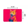 Kat - Kimono - Bloemen - Roze Placemat vinyl groot -specs