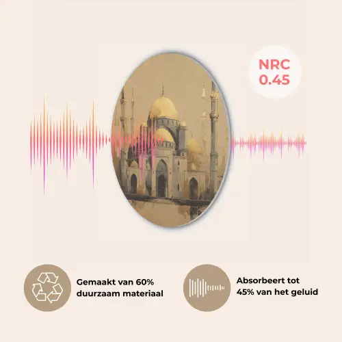 Goud - Abstracte penseelstreken - Moskee Akoestische PET Vilt - Rond klein -USP_NL